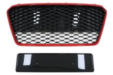 Kühlergrill für Audi R8 42 1 Generation MOPF 13-15 RS Look Glänzend schwarz Rot