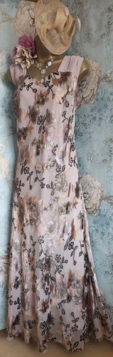 Jacques Vert Dress Jacket Beige Taupe Cream Floral Silk Evening Wedding 18 20 - Picture 17 of 23