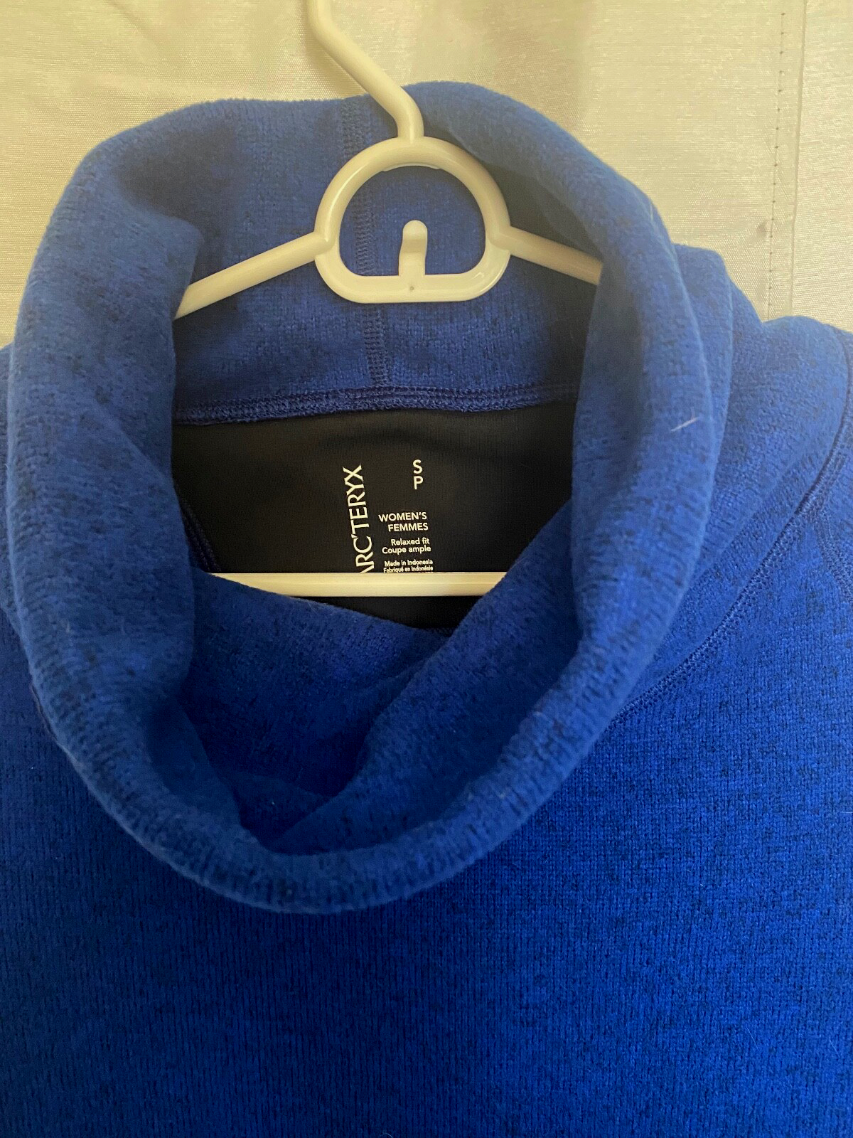 Maglione pullover pile collo cappuccio blu Arc'teryx donna nuovo giacca Gorpcore S