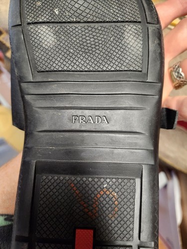 Prada Black Leather Slides size Made in Italy Size 10.5 EUC | eBay