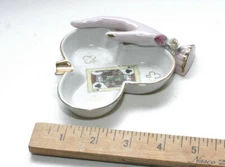 Vtg 1950's Porcelain Ashtray King of Spades Card ladies Hand retro home decor