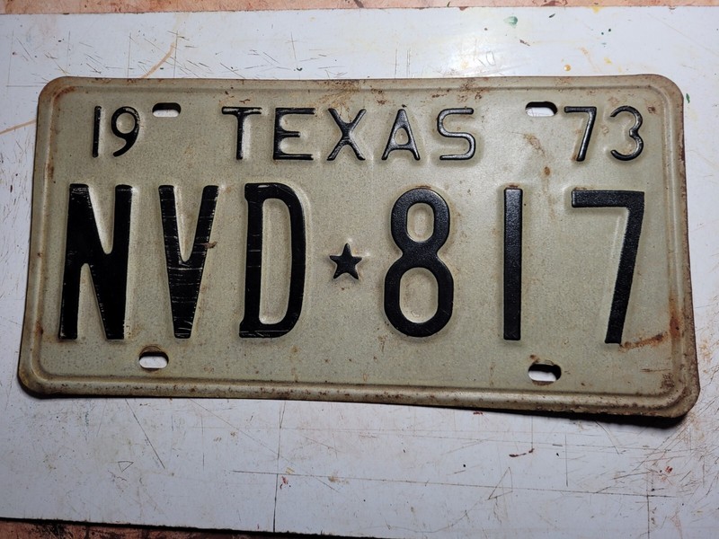 1973 Texas license plate number NVD 817