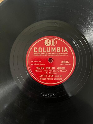 LATIN Xavier Cugat 78 rpm columbia record ,Walter Winchell Rhumba / Oye Negra 