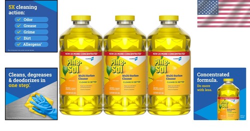 Multi-Purpose 2X Concentrated Cleaner - Lemon Scent, Efficient 80 Fl Oz Bottles - Picture 2 of 12