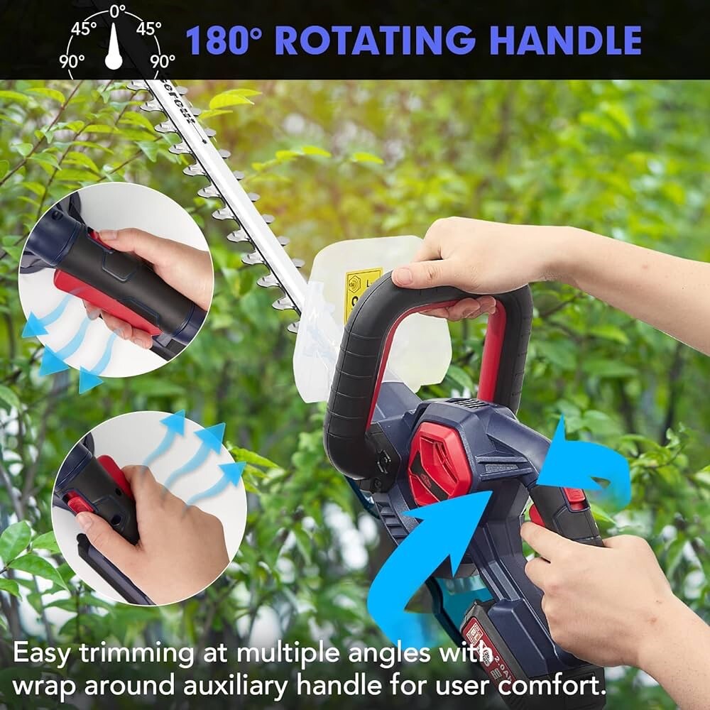 Dextra Cordless Hedge Trimmer, 20V Battery Bush Trimmer Electric Hedge