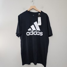 Adidas Shirt Mens Large Black White Essentials Classic Big Logo GK9120 New Nwt