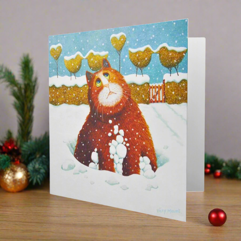 Funny Ginger Cat Greeting Card Christmas Cards 'Albert' by Vicky Mount Humorous