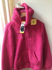 Ladies Fila Logo Beetroot Purple Fleece Hoodie Hoodie Item 360381 Size S New.