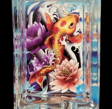 Heavy Glass Rectangle Cigarette Ashtray Fish Design
