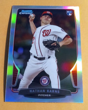 2013 Bowman Chrome Draft Baseball #3 Nathan Karns Refractor RC - Nationals