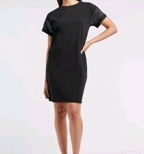 EXPRESS Size X-Small Black Short Sleeve Crew Neck Cotton T-Shirt Dress 