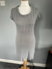 Qed London Women's Grey Knit Midi Dress Size 10