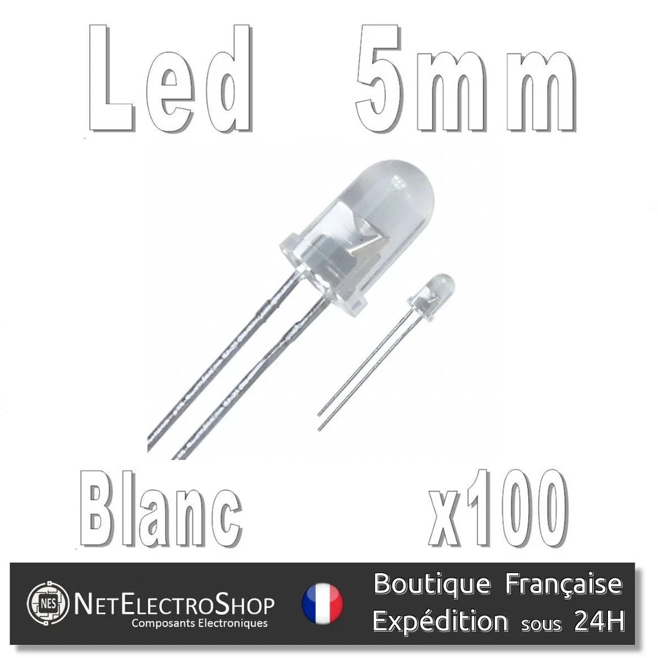 100x LED 5mm Blanches 16000mcd - Bild 1 von 1