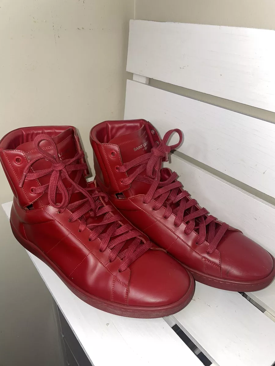 Række ud Tilladelse plakat YSL Saint Laurent RED High Top sneakers Size 9 (EU43 ) | eBay