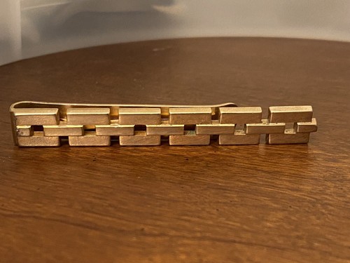 Vintage SWANK Tie Bar Clip Chain Link Gold Tone