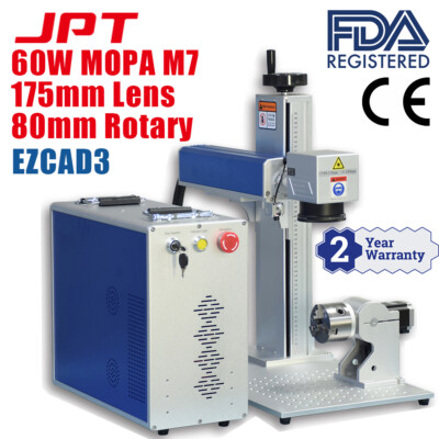 EZCAD3 60W MOPA JPT M7 Fiber Laser Engraver Laser Marking Machine with Rotary 