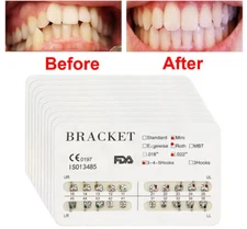 10Pcs Dental Orthodontic Brackets Braces Metal Mini MBT/Roth Slot.022 hook 3-4-5
