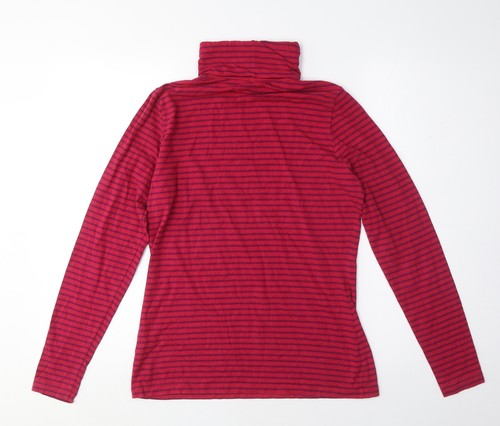 Lands' End Women's Red Mock Neck Striped T-Shirt M - Picture 2 of 12