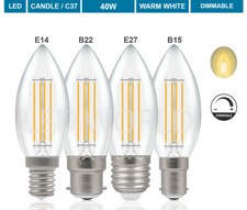 40W 60W 100W Dimmable Screw Edison E27 E14 ES Bulbs Candle Golf GLS Warm White 
