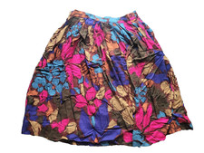 Vintage JH Collectibles Size 12 Floral Flared Pleated Skirt Rayon Wool Blend