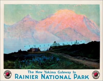 Rainier National Parks 1930 Yakima Gateway Vintage Poster Print Retro Style Art