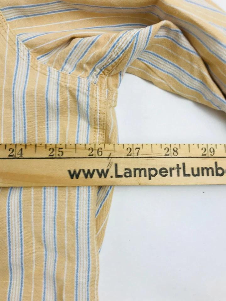 Cabela's Shirt Men's Size XL Cream & Blue Long Sleeve Button Down Striped Front - Image 3 of 4