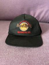 Vintage Hard Rock Cafe Washington DC Black Adjustable Cap Hat Leather Strap