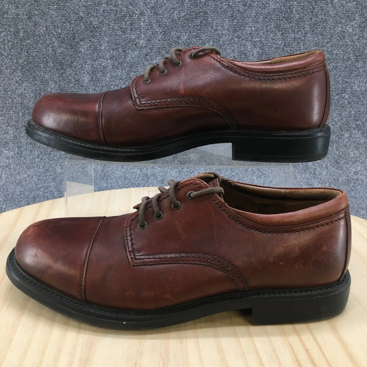 EARTH SHOE Comfort Shoes Mens 10 W Drake Oxford Brown Leather Cap Toe Lace Up
