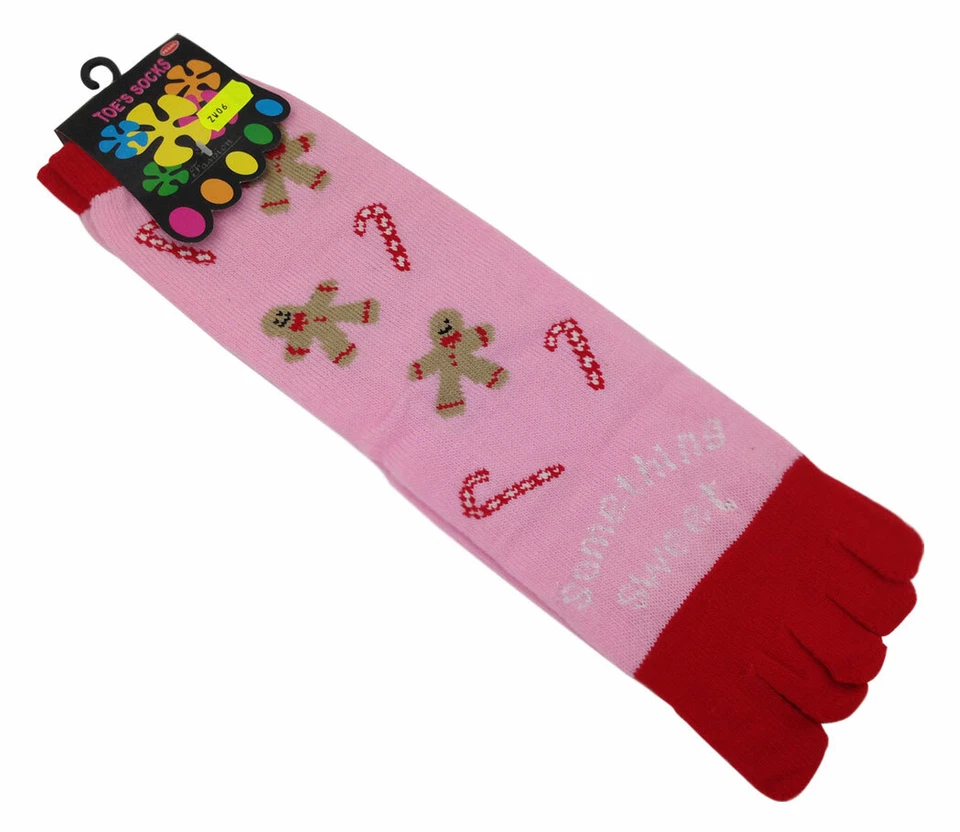 PESAIL 1 Paar Zehen-Socken rosa Zuckerstock Lebkuchen 80% Baumwolle NEU 35-42