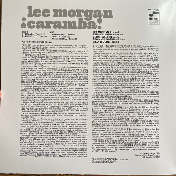 USオリジナル◆Lee Morgan◆Caramba!◆VANGELDER刻印有 Bibian 比比昂- 【LP】オリジ☆リー・モーガン/ LEE MORGAN