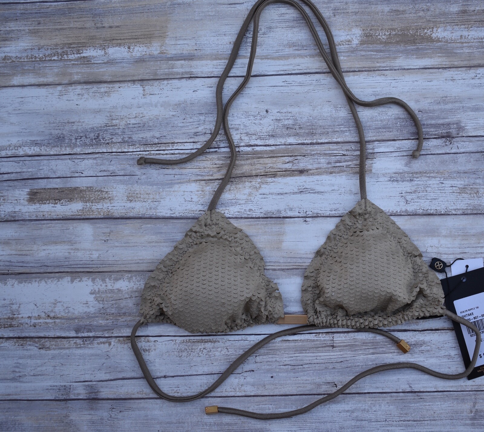 ViX SWIMWEAR SHITAKE TAUPE SCALES RIPPLE TRIANGLE BIKINI TOP (L) NWT ...