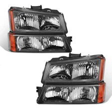 Headlights Assembly For 2003-2006 Chevy Silverado Avalanche Chrome +Bumper Lamps