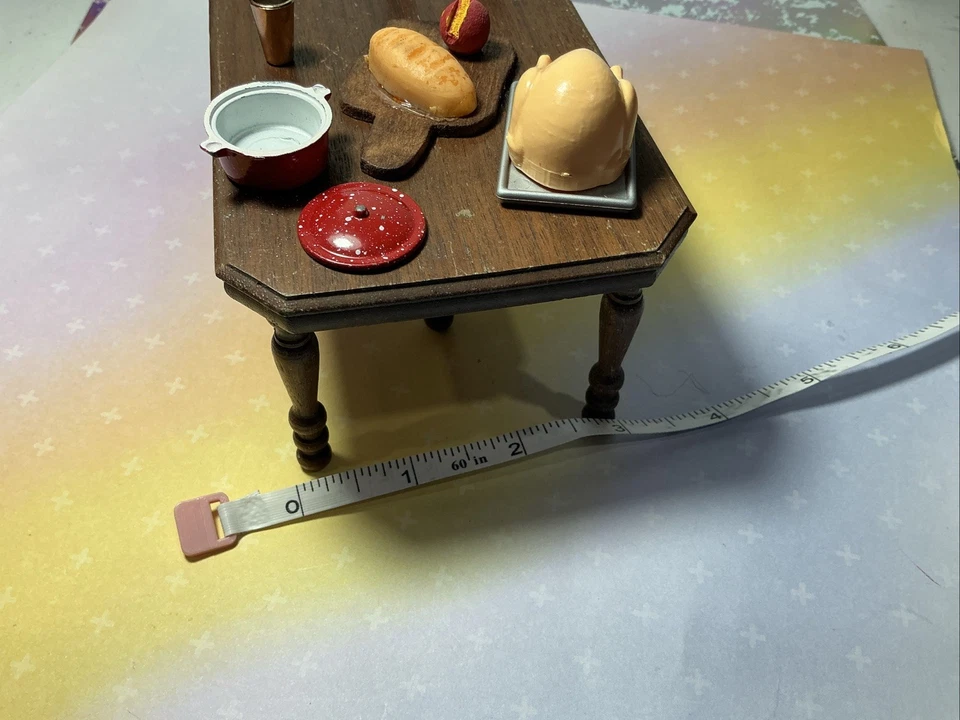 Strombecker Table Chairs Vintage 1930s Walnut Dollhouse Furniture 1:12 Scale - Image 3 of 4