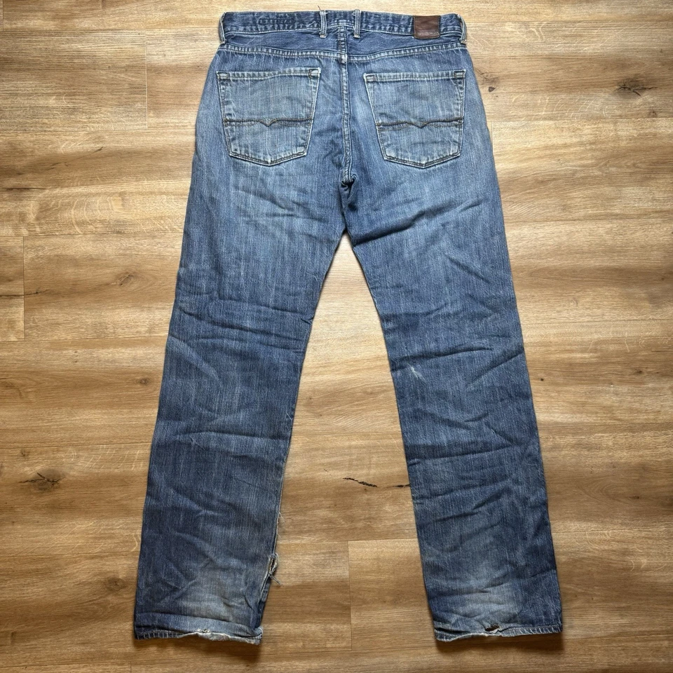 Lucky Legend Selvedge Jeans Men 32x34 Blue Vintage Straight Heel Bite Grunge Y2K - Image 3 of 4