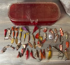 Mixed Lot Of 31 Vintage Fishing Lures With Double Sided Case