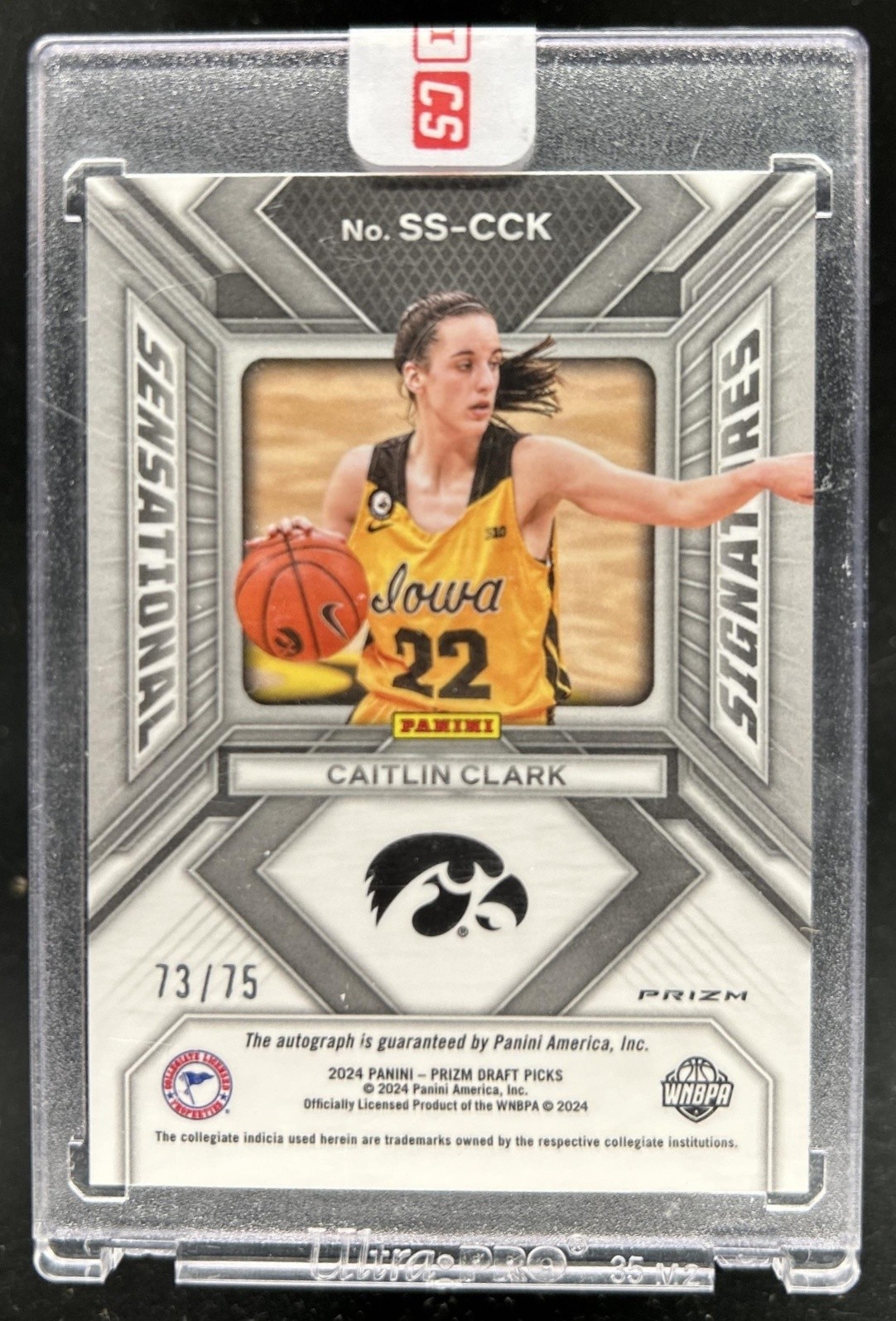 2024 Panini Prizm Draft Picks Collegiate Caitlin Clark Auto Blue Ice RC #/75 view 2