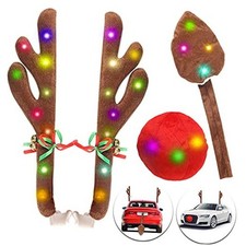 Reindeer Car Kit LED Antlers with Nose, Tail, Top  Grille Christmas Reindeer
