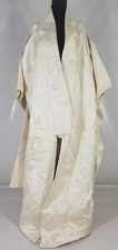 Vintage Japanese Crane  Landscape Silk Brocade White Kimono Uchikake