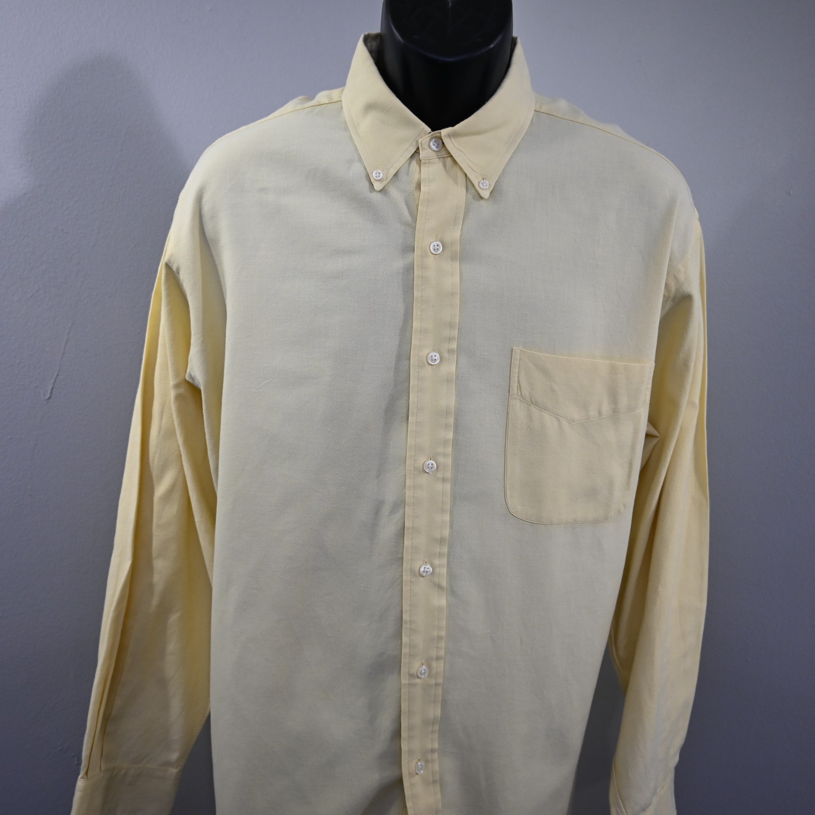 Polo Ralph Lauren Blake Dress Shirt Yellow Cotton Wool Long Sleeve Mens Size XL thumbnail 9