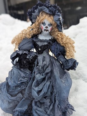 Miss Violette Blue Porcelain Doll OOAK  