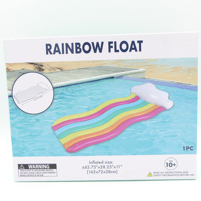 Inflatable Rainbow & Cloud Pool Float Raft 63.75'' x 28.25'' x 11'' Age 10+
