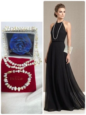 Jewelry Tsutsumi Freshwater Pearl Long Necklace and Bracelet Set From Japan
