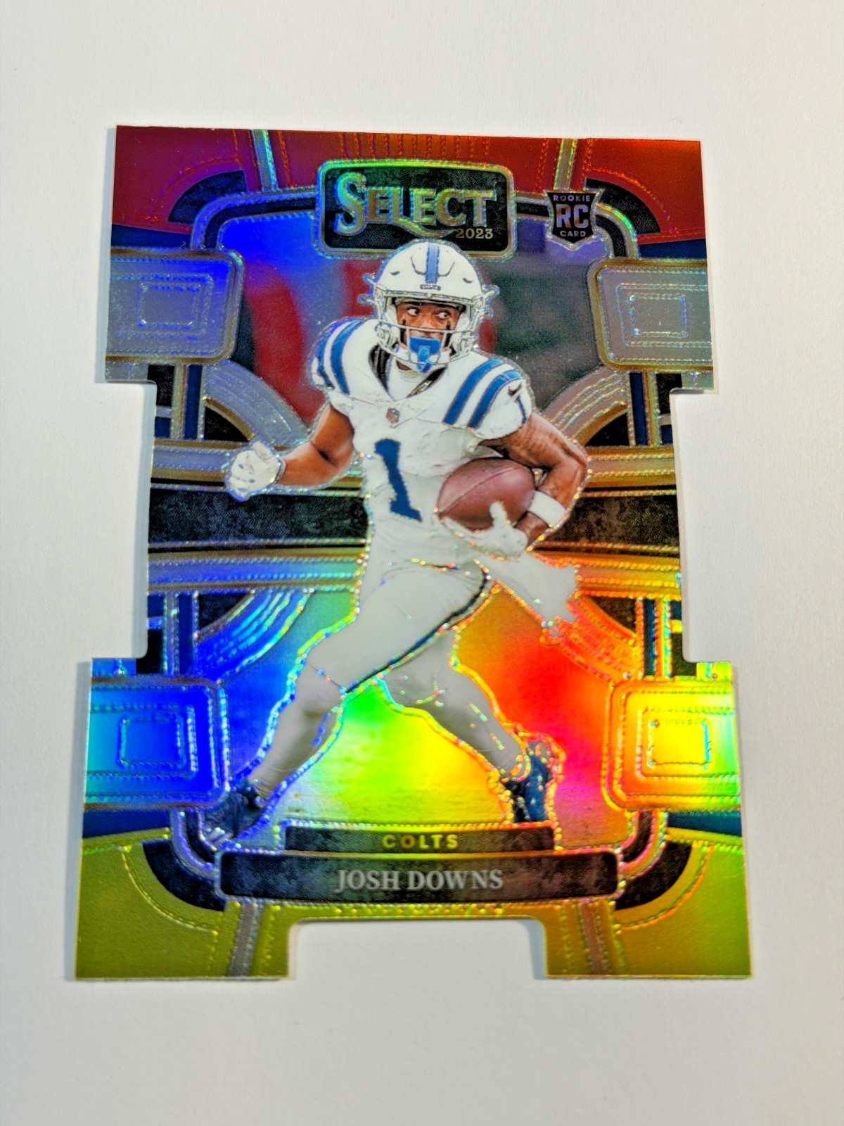 Josh Downs 2023 Panini Select - Concourse #44 Red & Yellow Prizm Die-Cut (RC)