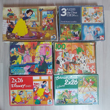 Lot 6 puzzles Blanche Neige/Cendrillon/101 Dalmatiens/Bambi - Disney - Complets