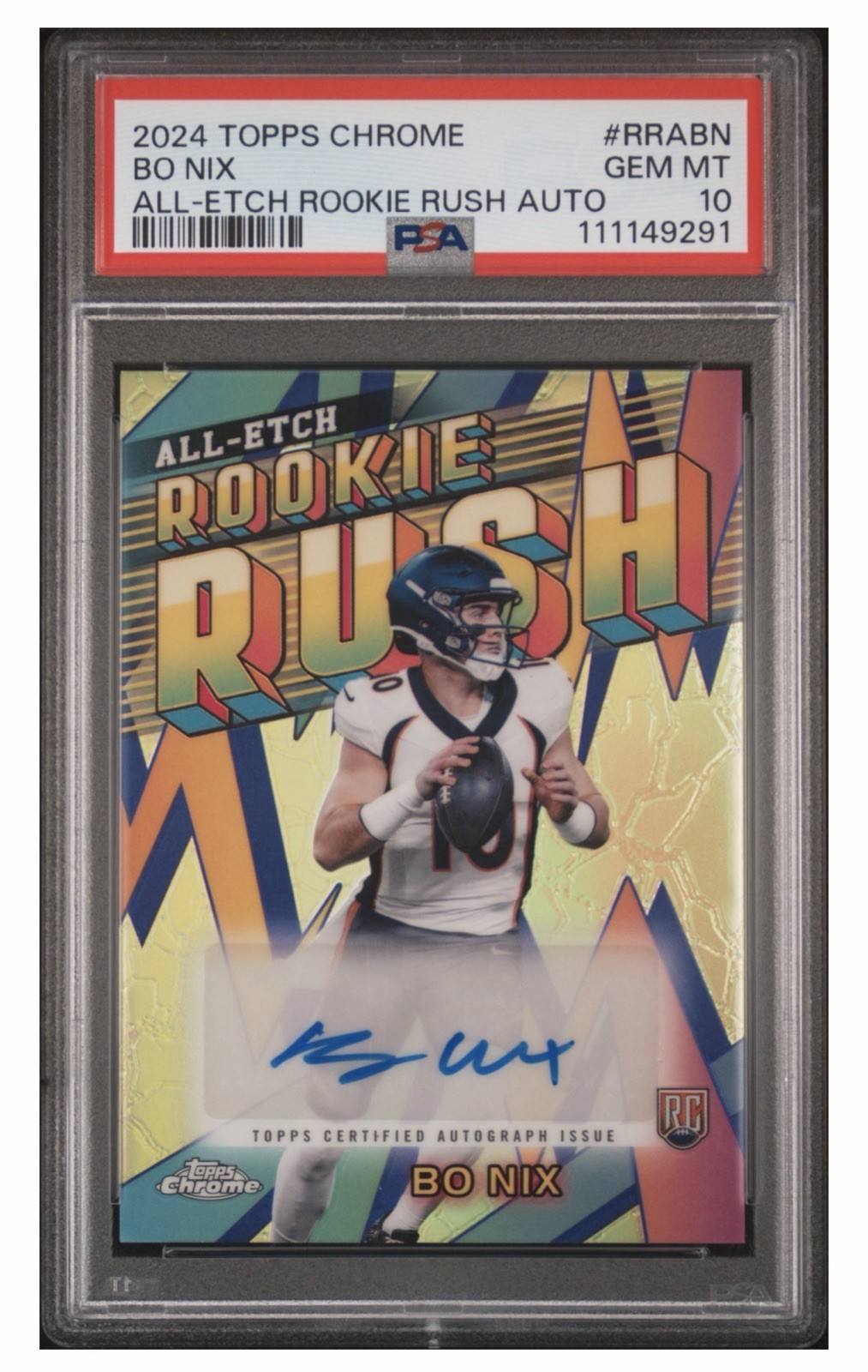 Bo Nix Topps Chrome All-Etch Rookie Rush Autographs #RRABN Base