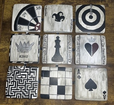 Sid Dickens Inspired Wall Art 3D Painted Tiles Chess Games Metal Art 16.5 X16.5 