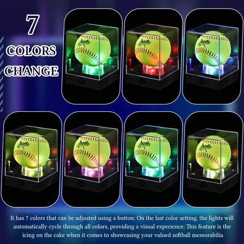 Softball Display Case LED Light Acrylic UV Protected 12 Colingmill Clear Holder - Picture 3 of 5