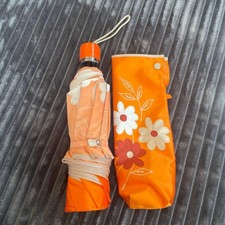 Burberry Folding Umbrella Orange Floral 55cm Classic Ready to Use Rare