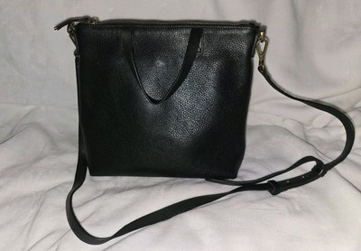 Madewell Small Transport Tote Crossbody Bag Zip Top Black Leather