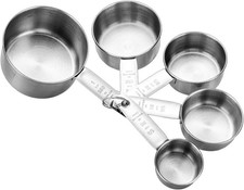 Measuring Cup Set, 5 PCS Stainless Steel Measuring Cup Kitchen Baking Cooking Me